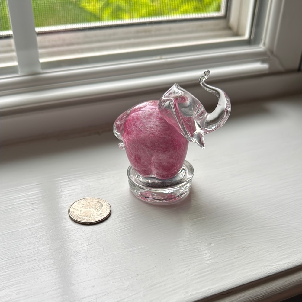 Crystal Glass Pink Elephant Figurine